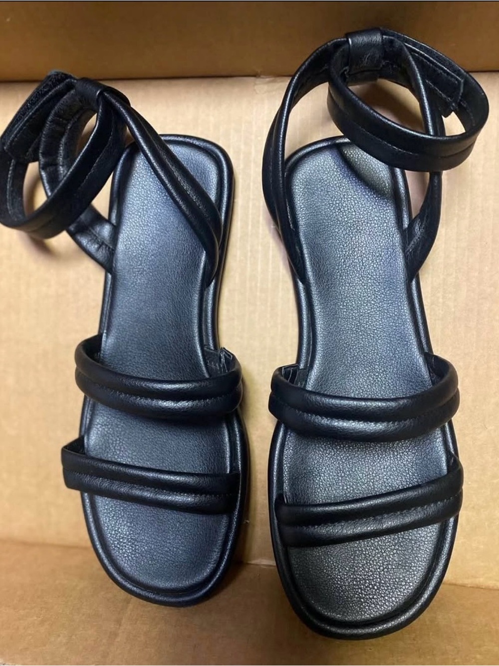 a new day Black Strappy Ankle-Wrap Sandals